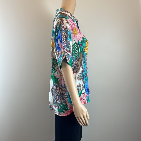 Johnny Was Floral Clover Button Down Boho Top Blouse - Picture 10 of 13